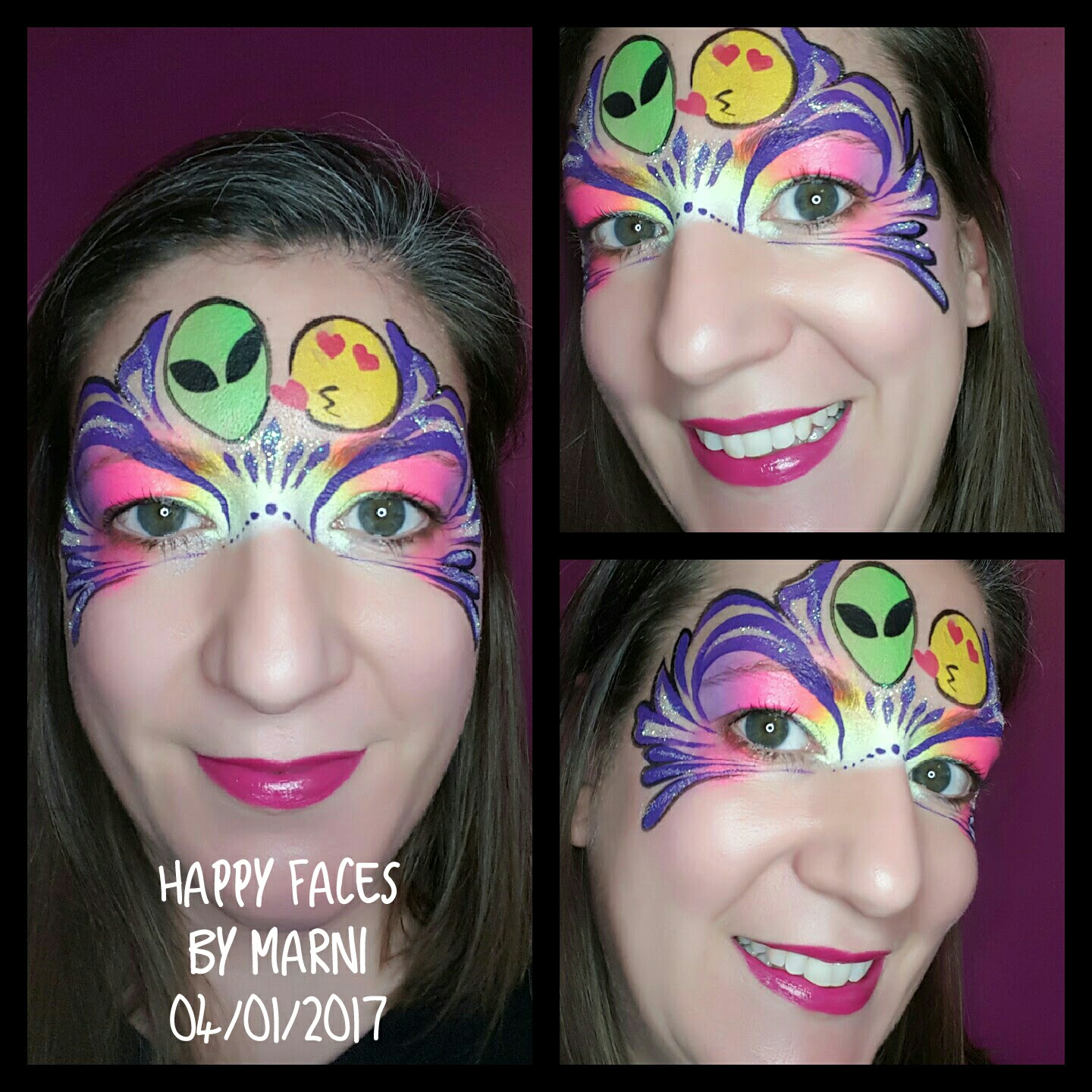 Alien Love face paint design by Happy Faces by Marni, Calgary