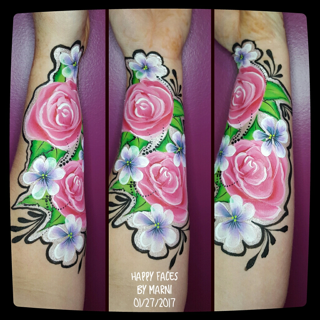 English Rose Garden face paint design by Happy Faces by Marni, Calgary