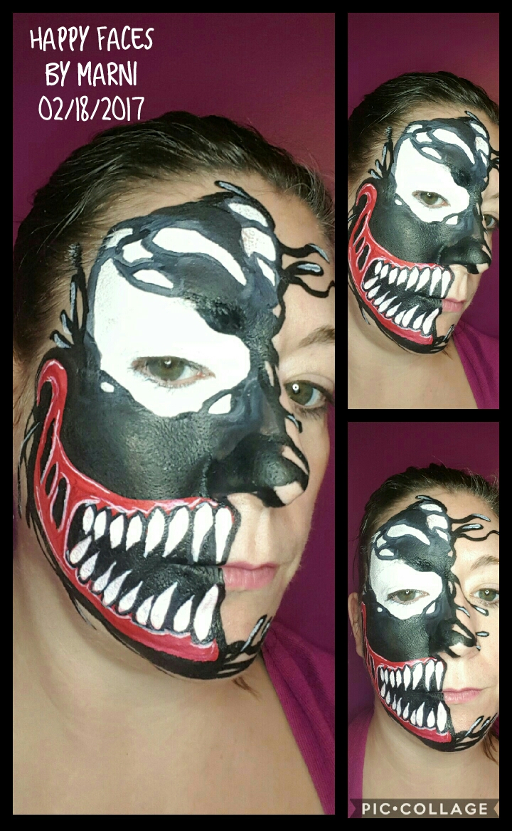 Venom face paint design by Happy Faces by Marni, Calgary
